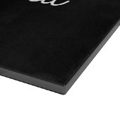 Black Silver Modern Script Girl Monogram Name Schneidebrett (Ecke)