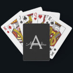 Black Silver Modern Script Girl Monogram Name Spielkarten<br><div class="desc">Schwarz und Silver einfache Skriptmonogramm Name Playing Cards. Das macht den perfekten 16 Geburtstag,  Hochzeit,  Brautparty,  Jubiläum,  Babydusche oder Junggeselinnen-Abschied Geschenk für jemanden,  der Lieben glamourösen Luxus und schicke Stile.</div>