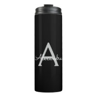 Black Silver Modern Script Girl Monogram Name