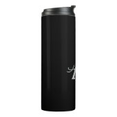 Black Silver Modern Script Girl Monogram Name Thermosbecher (Nach links gedreht)
