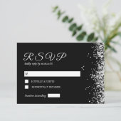 Black Silver Modern Wedding Response Card RSVP Karte (Stehend Vorderseite)