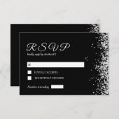Black Silver Modern Wedding Response Card RSVP Karte (Vorne/Hinten)