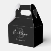 Black Silver Monogram Wedding Individuelle Name Geschenkschachtel (Rückseite)