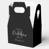 Black Silver Monogram Wedding Individuelle Name Geschenkschachtel (Geöffnet)