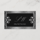 Black Silver Mosaic Verziert Sparkle Jewels Initia Visitenkarte (Vorderseite)