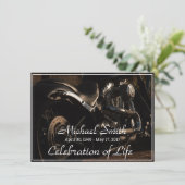 Black & Silver Motorrad Feier des Lebens Einladung (Stehend Vorderseite)