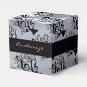 Black & Silver Music Treble Clef Tree Cube Box Geschenkschachtel (Vorderseite)