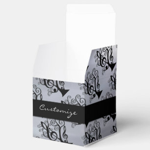 Black & Silver Music Treble Clef Tree Cube Box Geschenkschachtel