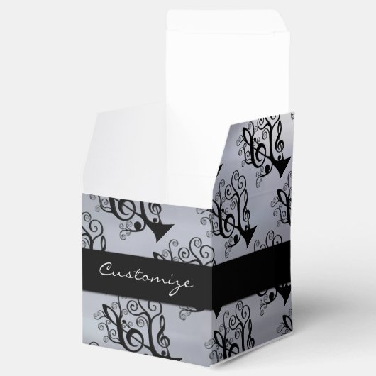 Black & Silver Music Treble Clef Tree Cube Box Geschenkschachtel (Geöffnet)