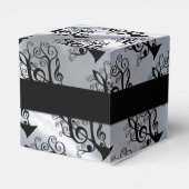 Black & Silver Music Treble Clef Tree Cube Box Geschenkschachtel (Rückseite)