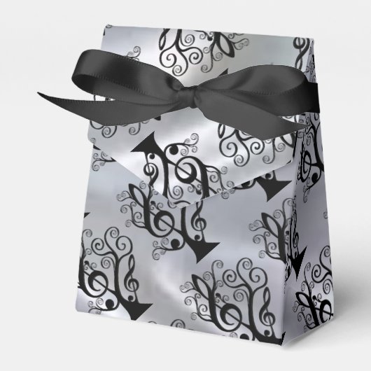 Black & Silver Music Treble Clef Tree Fevor Box Geschenkschachtel (Vorderseite)