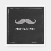 Black Silver Mustache Bester Vater je Serviette (Vorderseite)