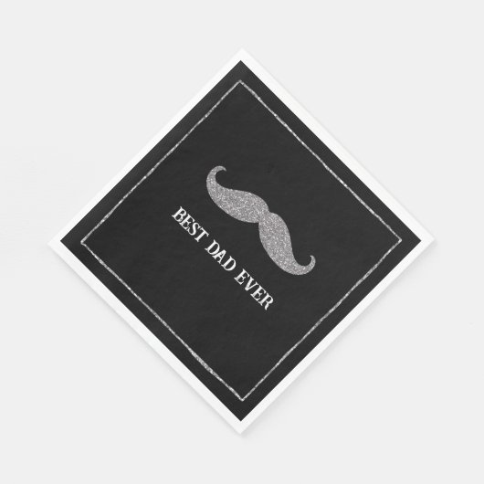 Black Silver Mustache Bester Vater je Serviette (Ecke)
