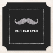 Black Silver Mustache Bester Vater je Untersetzer (Vorderseite)