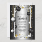 Black Silver Ornament Corporate Weihnachtsessen Einladung (Vorderseite)