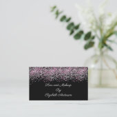 Black Silver Pink Glitzer Overlay Glam Girl Visitenkarte (Stehend Vorderseite)