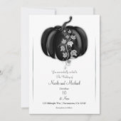 Black & Silver Pumpkin Storybook Hochzeit im Herbs Einladung (Vorderseite)