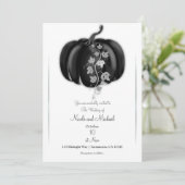 Black & Silver Pumpkin Storybook Hochzeit im Herbs Einladung (Stehend Vorderseite)
