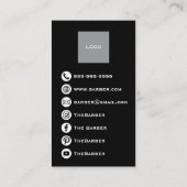 Black Silver Razor Blade Barber Business Card Visitenkarte (Rückseite)