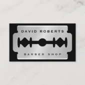 Black Silver Razor Blade Barber Business Card Visitenkarte (Vorderseite)