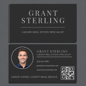 Black Silver Real Estate Agent QR Code Visitenkarte