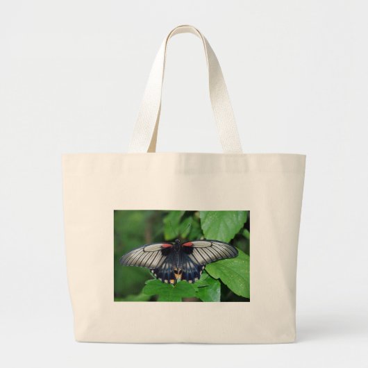 Black Silver Red Butterfly Jumbo Stoffbeutel (Vorne)