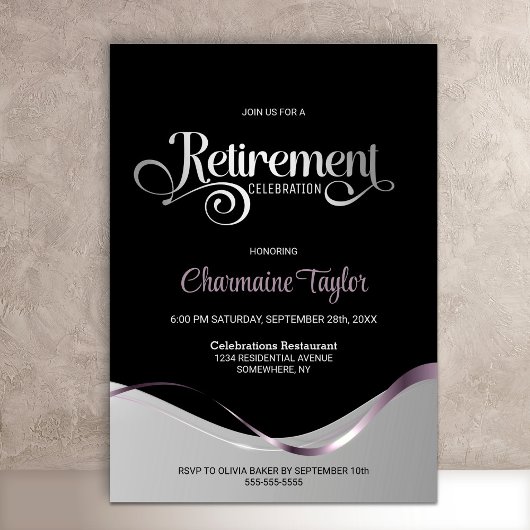 Black Silver Retirement Party Einladung