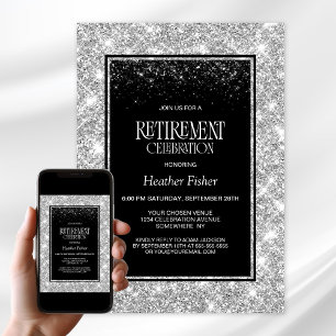 Black Silver Retirement Party Einladung