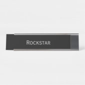 Black Silver 'Rockstar' Funny Pub Schreibtischnamensplakette (Vorderseite )