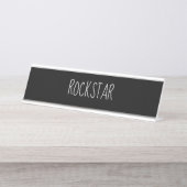 Black Silver 'Rockstar' Funny Pub Schreibtischnamensplakette (Vorderseite )