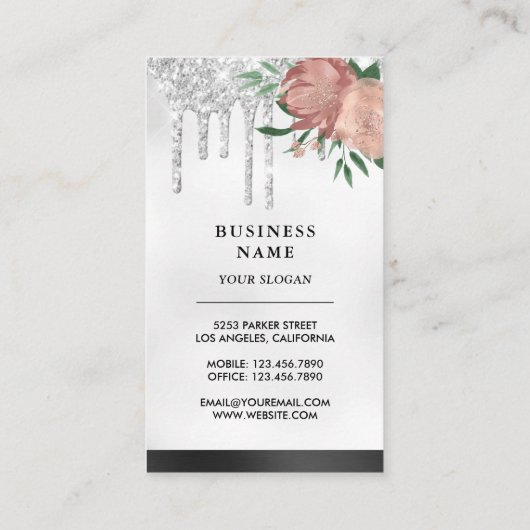 Black Silver Rose Gold Cake Konditorei Koch Bäcker Visitenkarte (Rückseite)