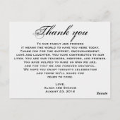Black Silver Rose Wedding Dinner Menu Vielen Dank Postkarte (Rückseite)