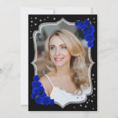 Black Silver Royal Blue Foto 50. Geburtstag Einladung (Rückseite)