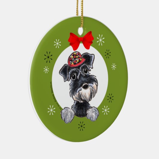 Black Silver Schnauzer Weihnachtsklassiker Keramik Ornament (Rechts)