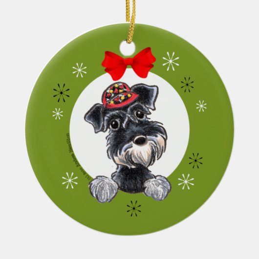 Black Silver Schnauzer Weihnachtsklassiker Keramik Ornament (Vorne)