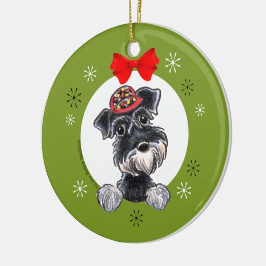 Black Silver Schnauzer Weihnachtsklassiker Keramik Ornament (Links)