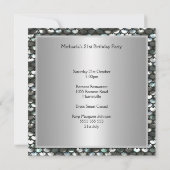 Black Silver Sequins Geburtstagsparty Einladung (Rückseite)