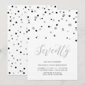 Black & Silver Simple 70. Geburtstagsparty Einladung (Vorne/Hinten)
