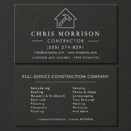 Black Silver Slate Stone Building Construction  Visitenkarte