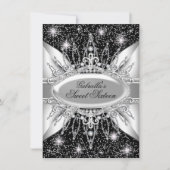 Black & Silver Sparkle Diamond Sweet 16 Einladung (Vorderseite)