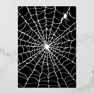 Black Silver Spider WebHalloween Folieneinladung