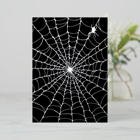 Black Silver Spider WebHalloween Folieneinladung (Stehend vorne)