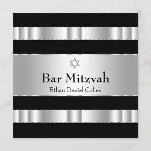 Black Silver Star von David Bar Mitzvah Einladung