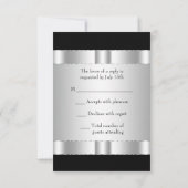 Black Silver Star von David Bar Mitzvah RSVP Cards Karte (Rückseite)