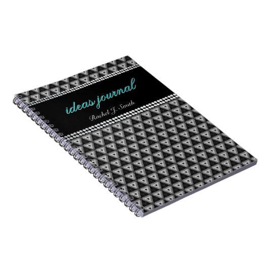 Black Silver Triangle Individuelle Name Journal Notizblock (Rechte Seite)