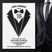 Black Silver Tuxedo 18. Geburtstagsparty Einladung