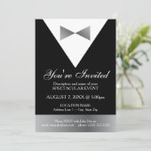 Black & Silver Tuxedo Einladungen| Modernes Formbl Einladung (Stehend Vorderseite)