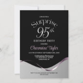 Black Silver Überraschung 95. Geburtstagsparty Einladung (Vorderseite)