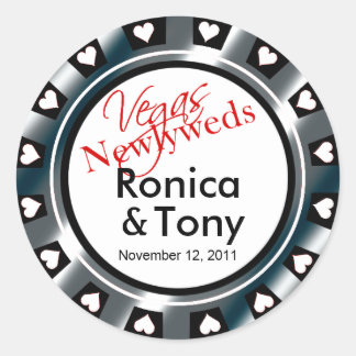 Black & Silver Vegas Casino Runder Aufkleber