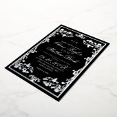 Black Silver Verziert Botanical Die Hochzeit von Folieneinladung (Gedreht)